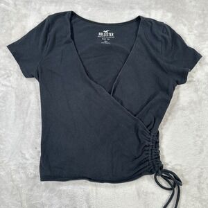 Hollister Must Have Collection Baby Tee Black V Neck Size S